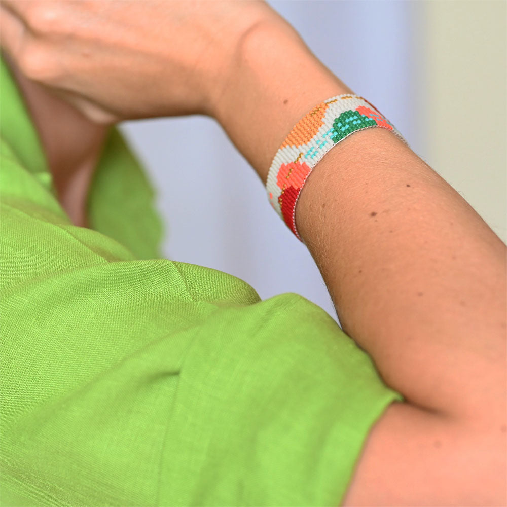 Naronna handmade woven Serena Bracelet with colourful pattern