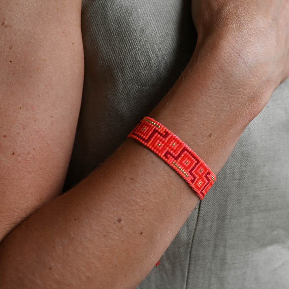Naronna handmade woven Shiloh Bracelet with colourful pattern