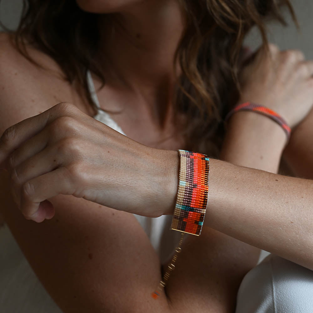 Naronna handmade woven Sienna Bracelet with colourful pattern