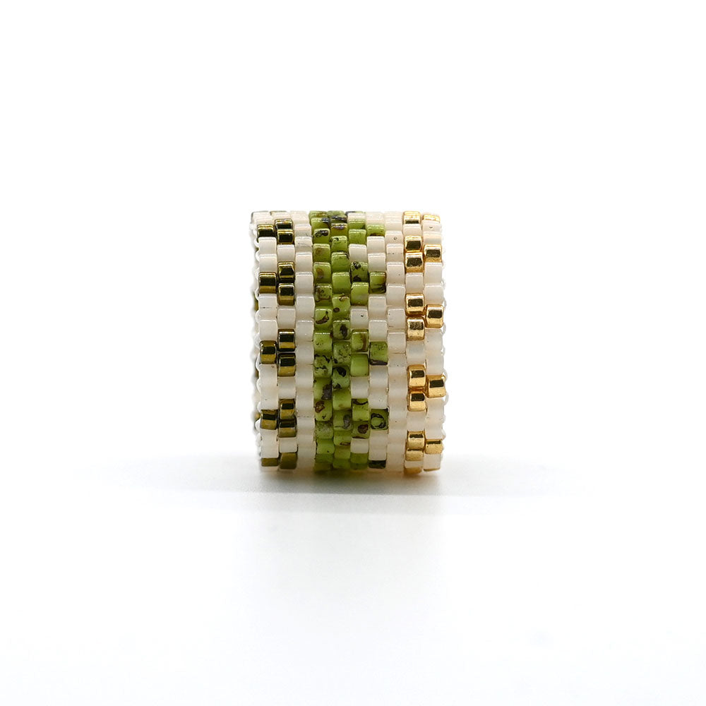 Naronna handmade woven Soleil Ring with colourful pattern