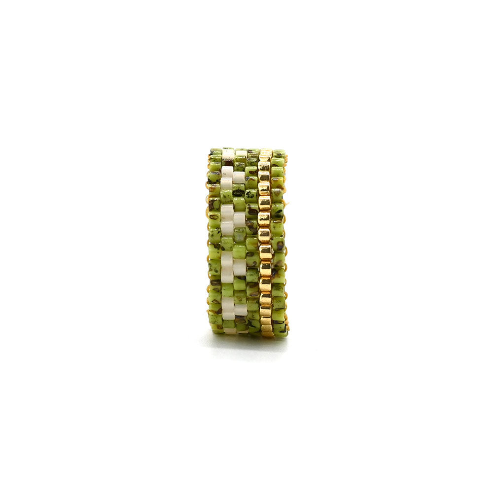 Naronna handmade woven Spalato Ring with colourful pattern