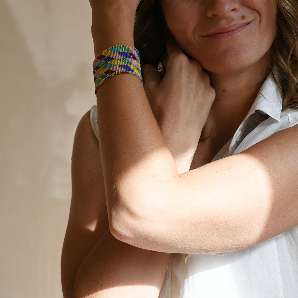 Naronna handmade woven Stella Bracelet with colourful pattern