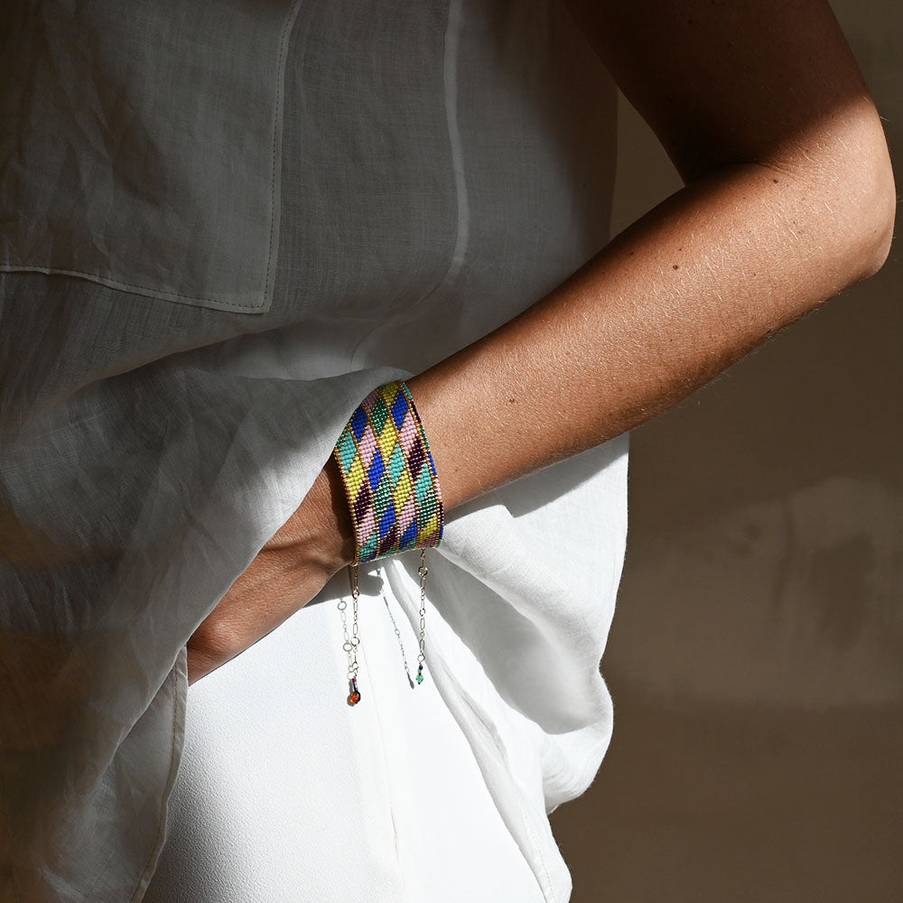 Naronna handmade woven Stella Bracelet with colourful pattern