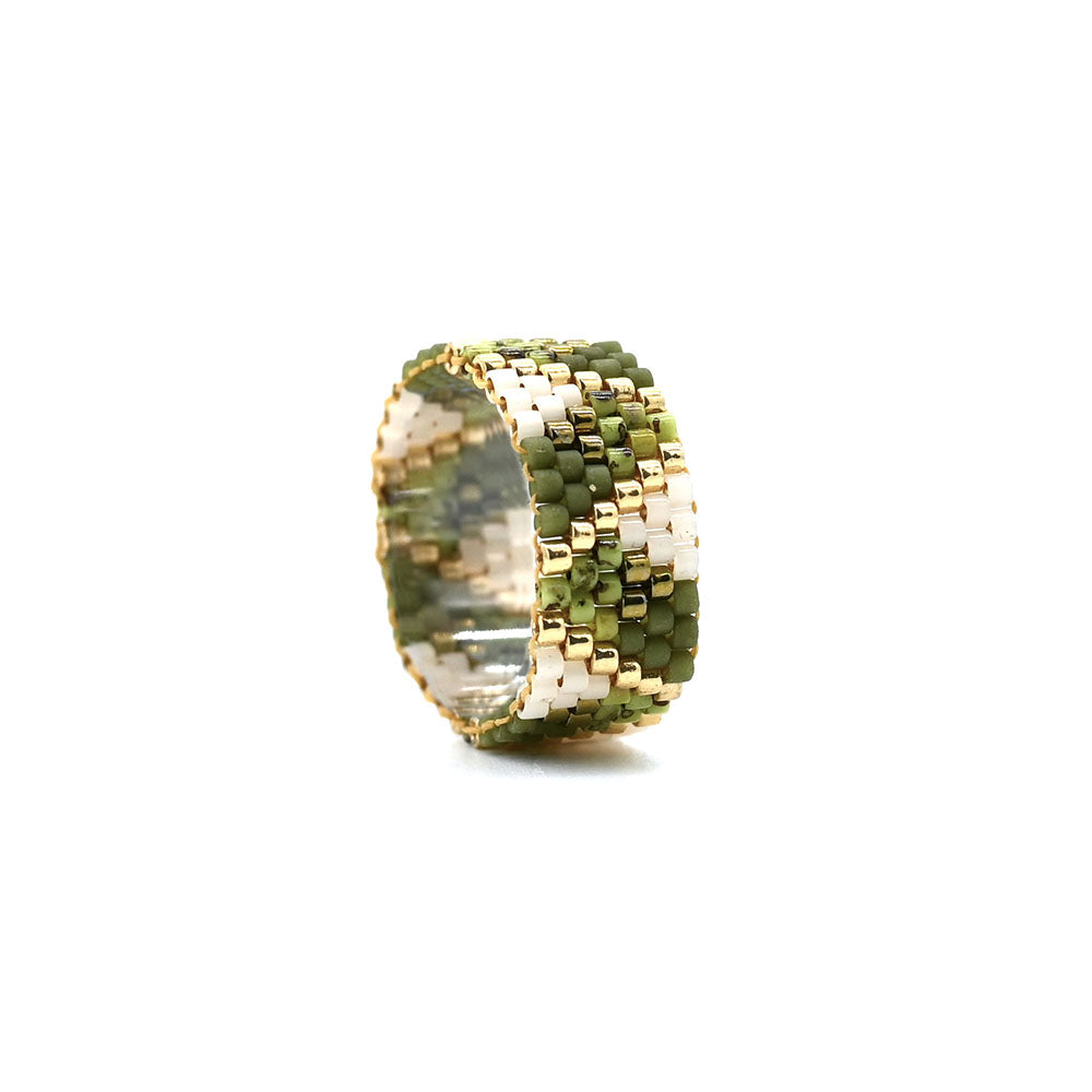 Naronna handmade woven Sunny Ring with colourful pattern