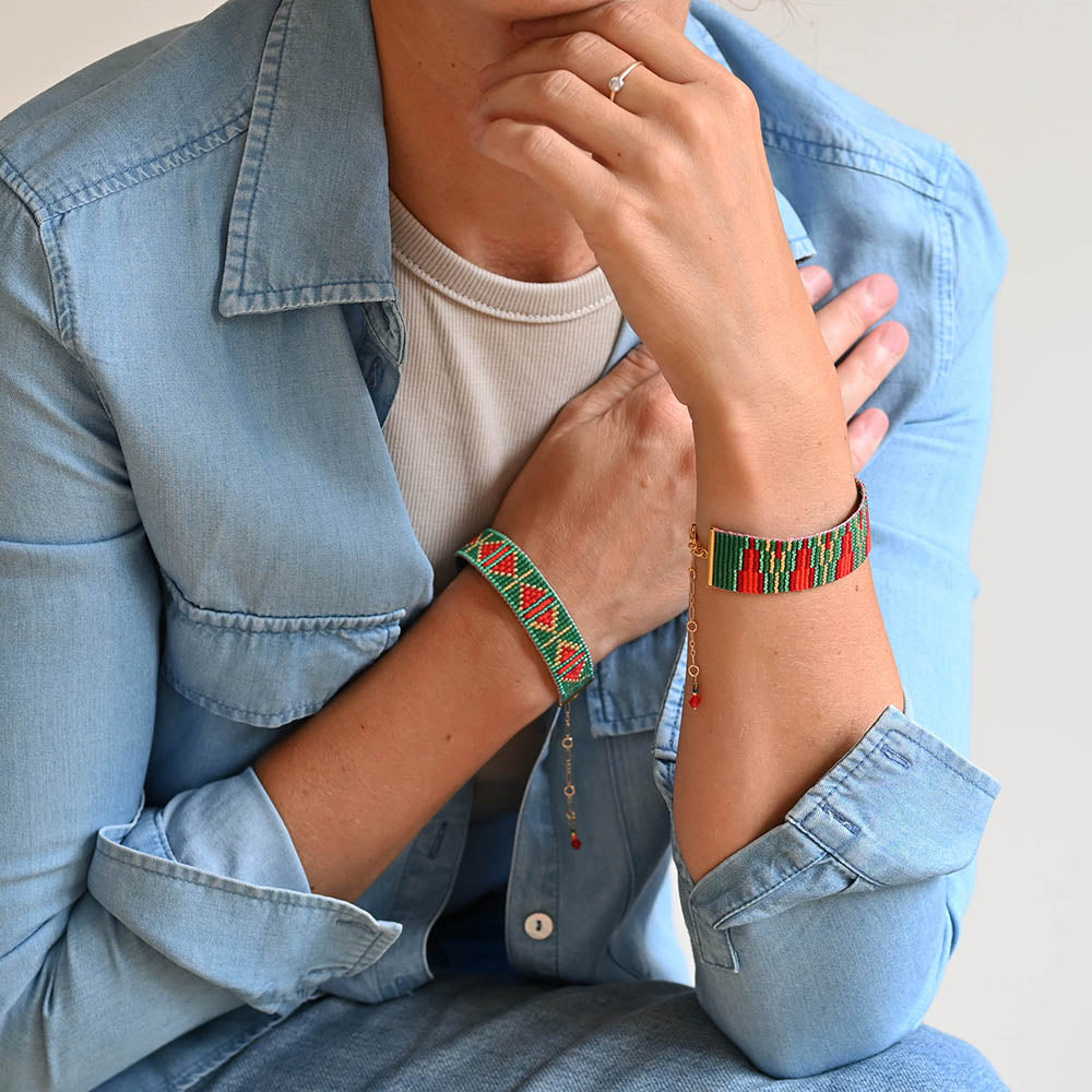 Naronna handmade woven Talia Bracelet with colourful pattern