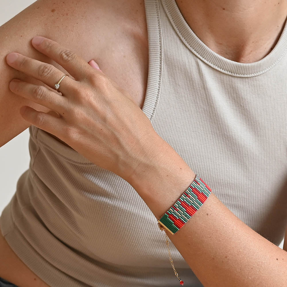 Naronna handmade woven Talia Bracelet with colourful pattern