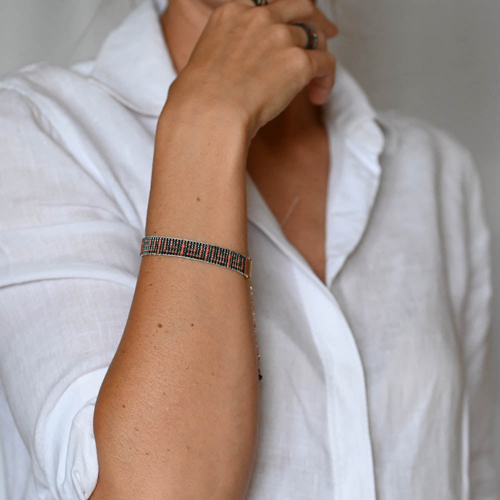 Naronna handmade woven Tatum Bracelet with colourful pattern