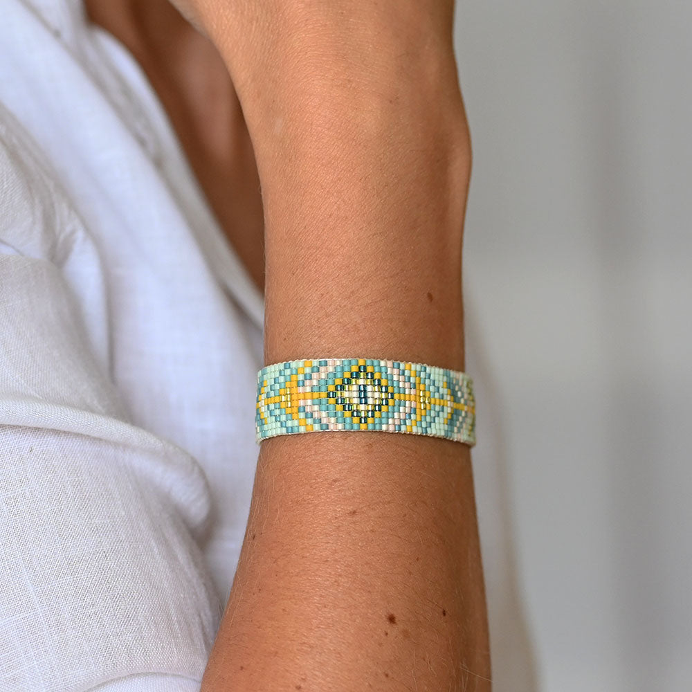 Naronna handmade woven Teagan Bracelet with colourful pattern