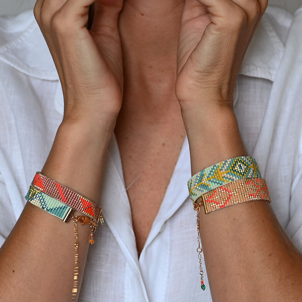 Naronna handmade woven Teagan Bracelet with colourful pattern