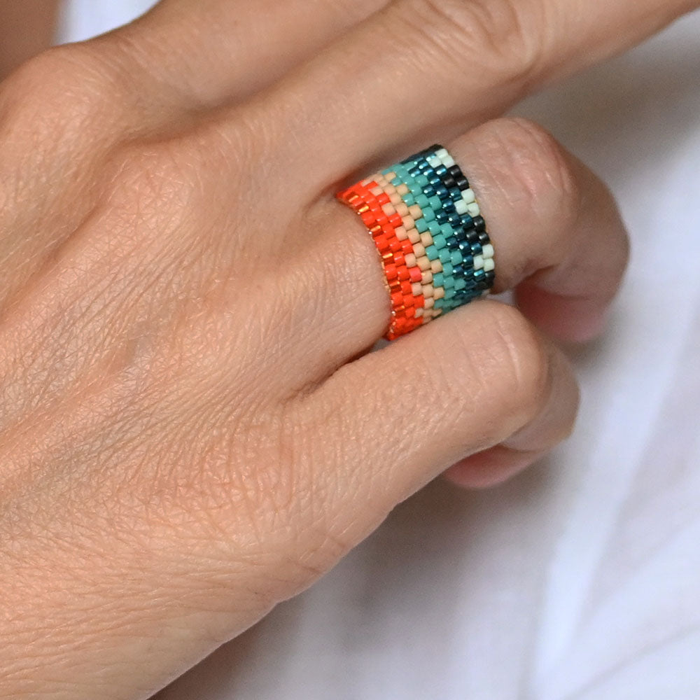 Naronna handmade woven Tes Ring with colourful pattern