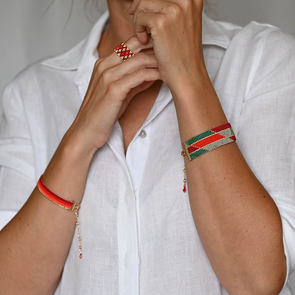 Naronna handmade woven Thea Bracelet with colourful pattern