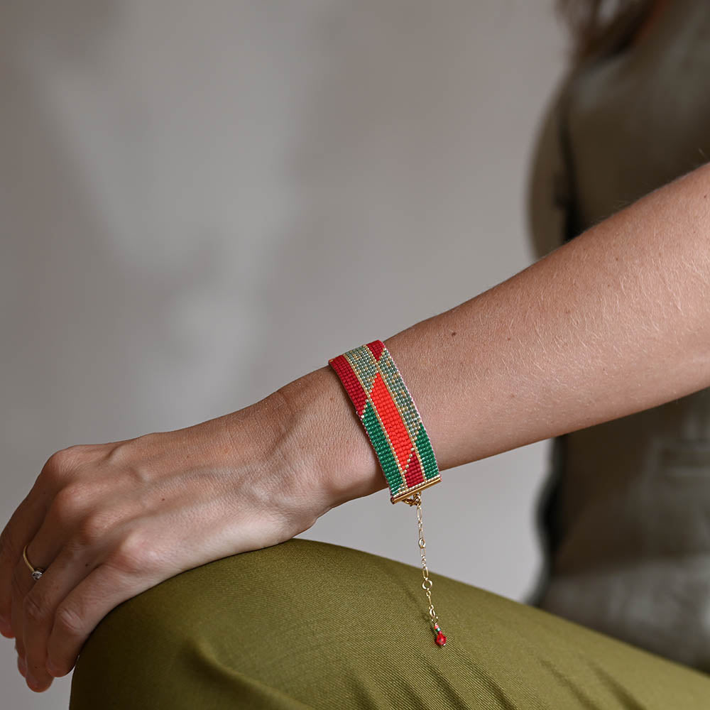 Naronna handmade woven Thea Bracelet with colourful pattern