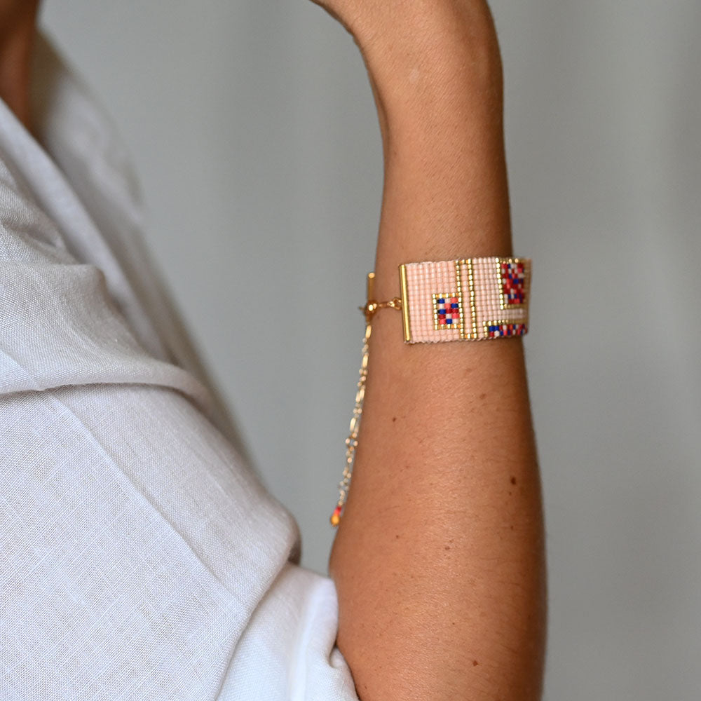 Naronna handmade woven Valentina Bracelet with colourful pattern