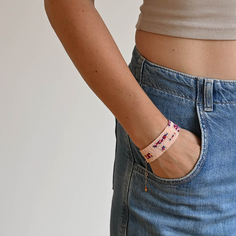 Naronna handmade woven Valentina Bracelet with colourful pattern