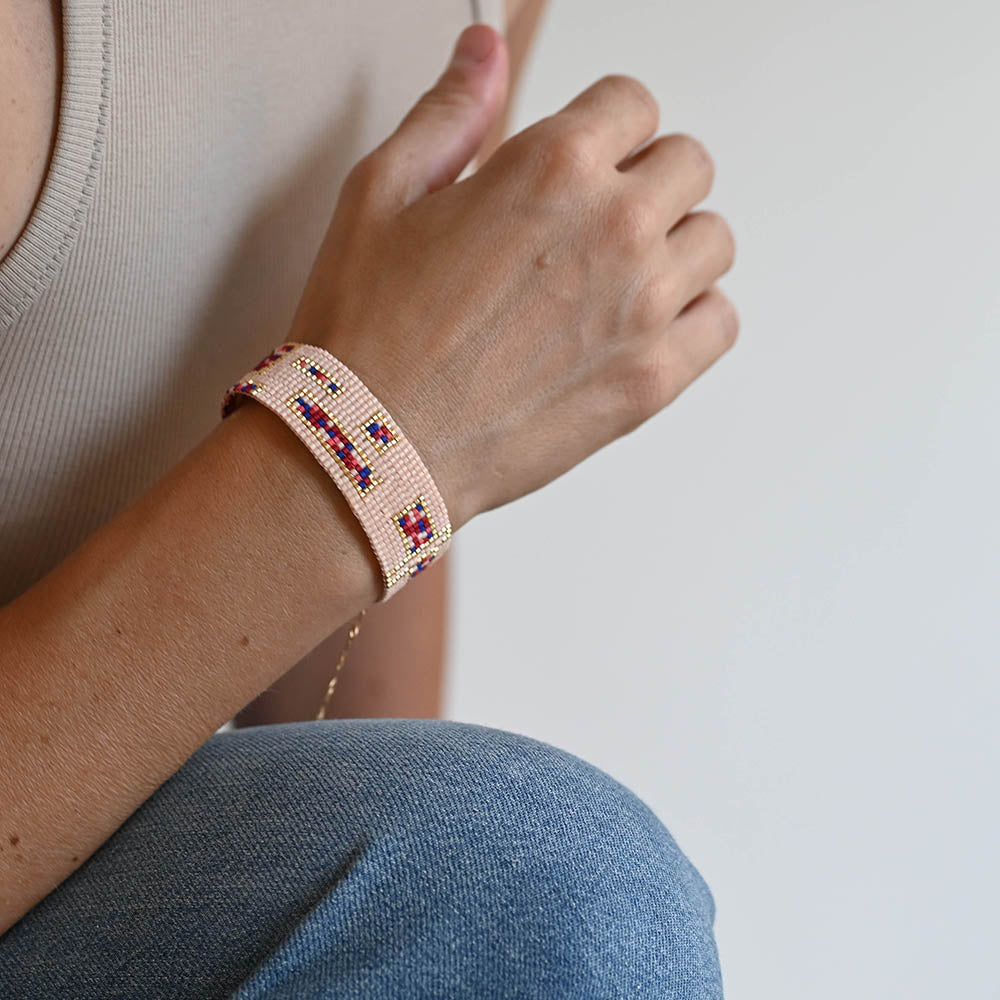 Naronna handmade woven Valentina Bracelet with colourful pattern
