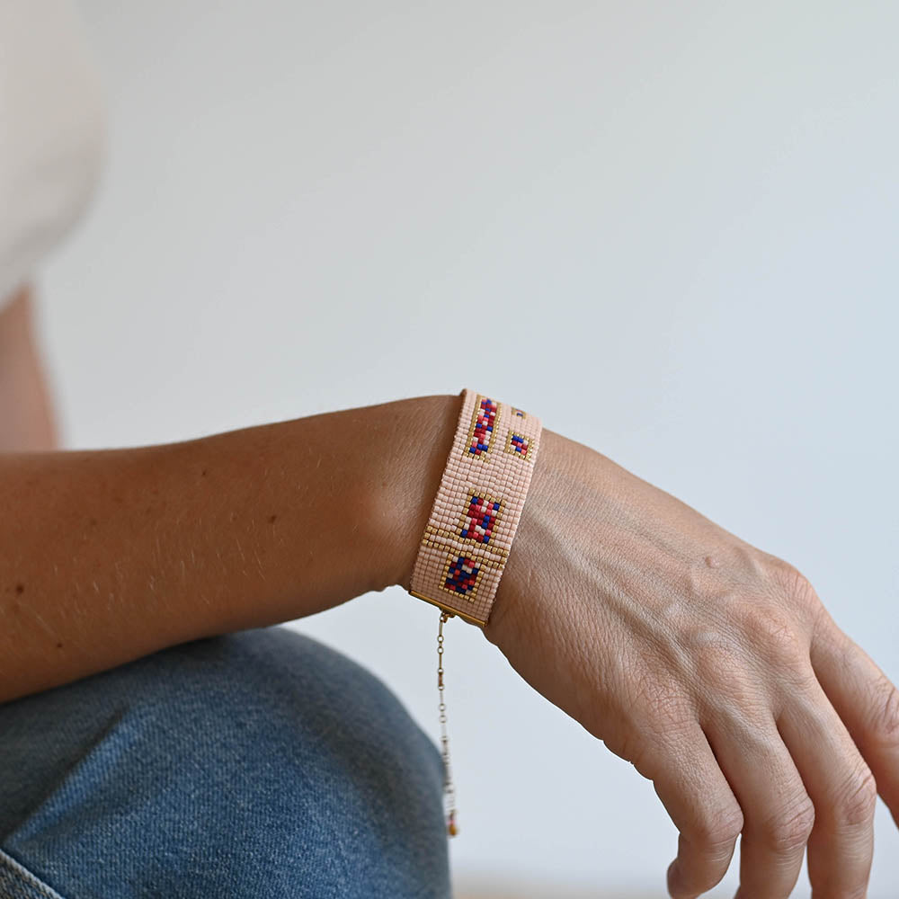 Naronna handmade woven Valentina Bracelet with colourful pattern