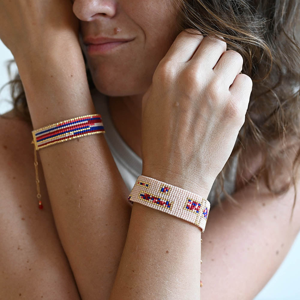Naronna handmade woven Valentina Bracelet with colourful pattern