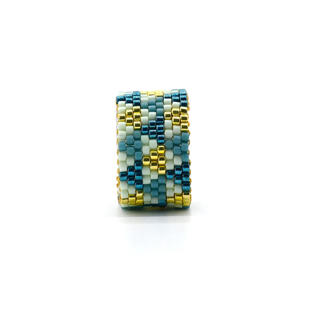 Naronna handmade woven Veronica Ring with colourful pattern