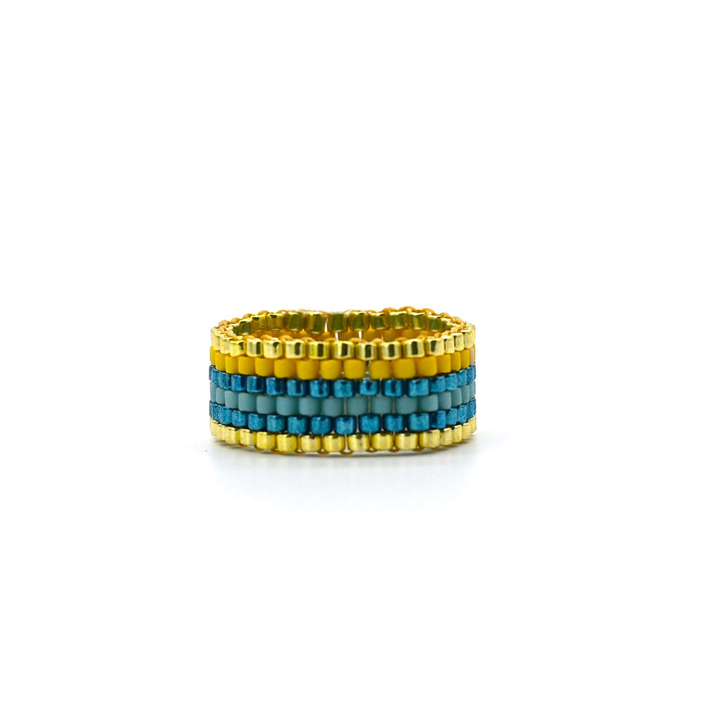 Naronna handmade woven Yara Ring with colourful pattern