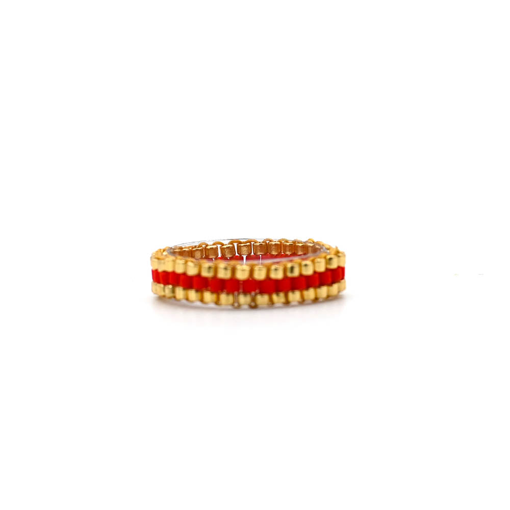 Naronna handmade woven Zelda Ring with colourful pattern