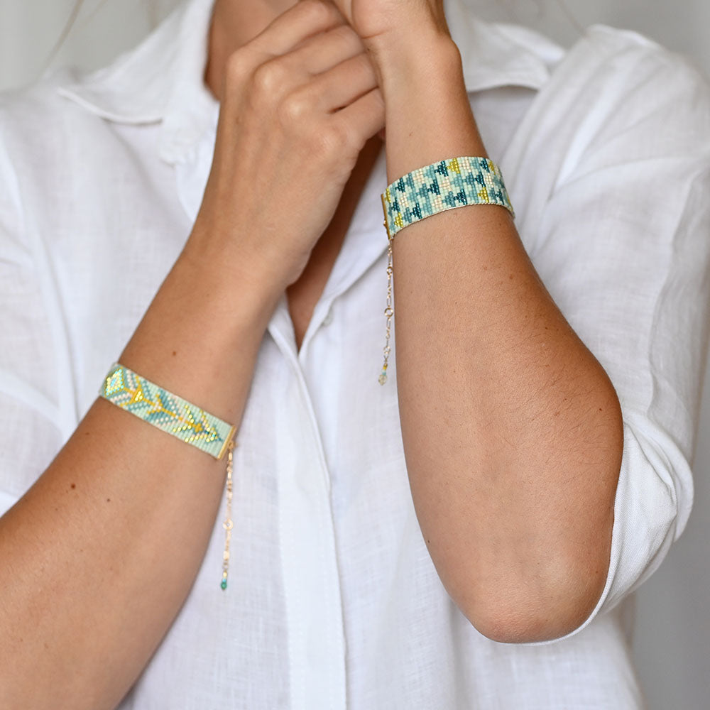 Naronna handmade woven Zoe Bracelet with colourful pattern