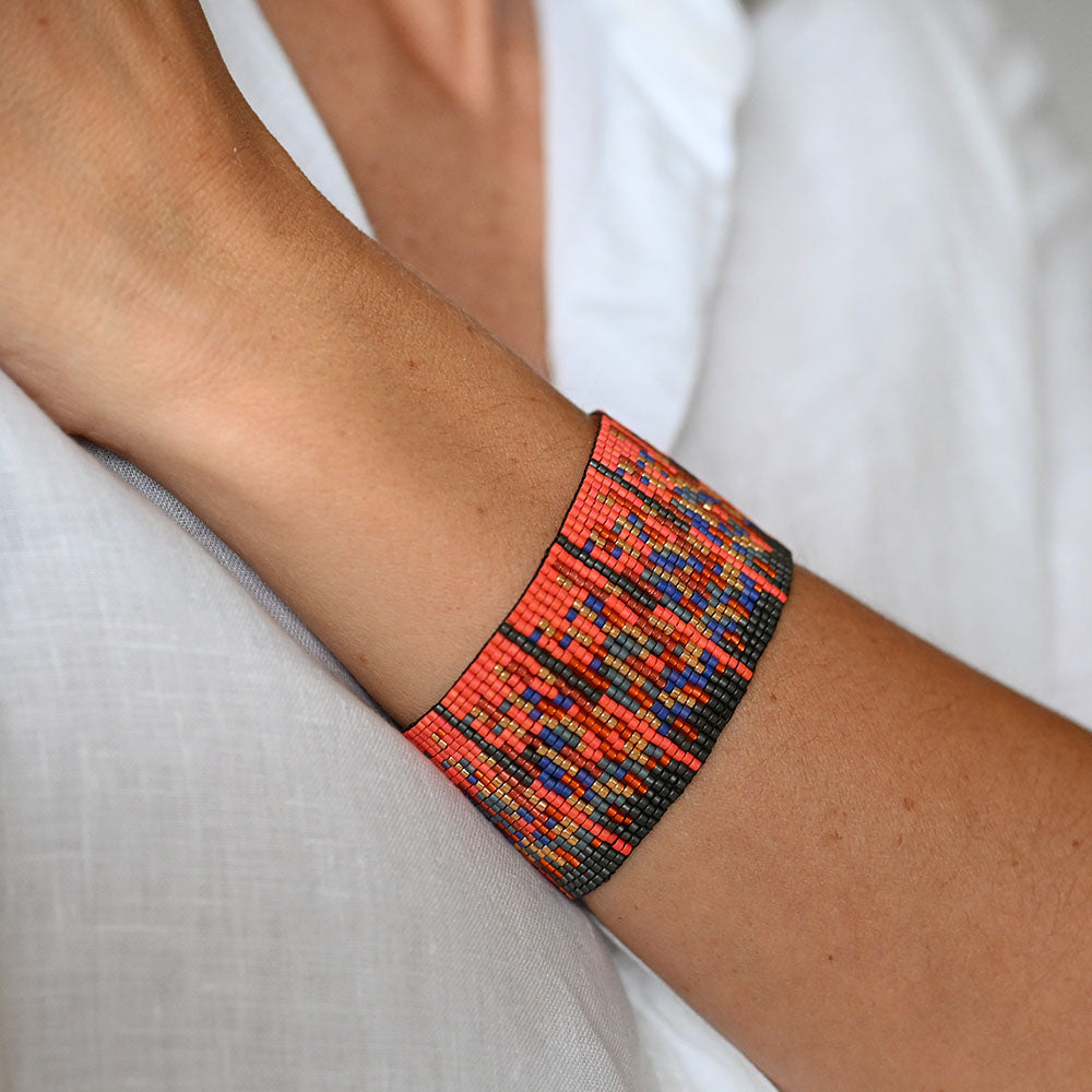 Naronna handmade woven Adele Bracelet with colourful pattern