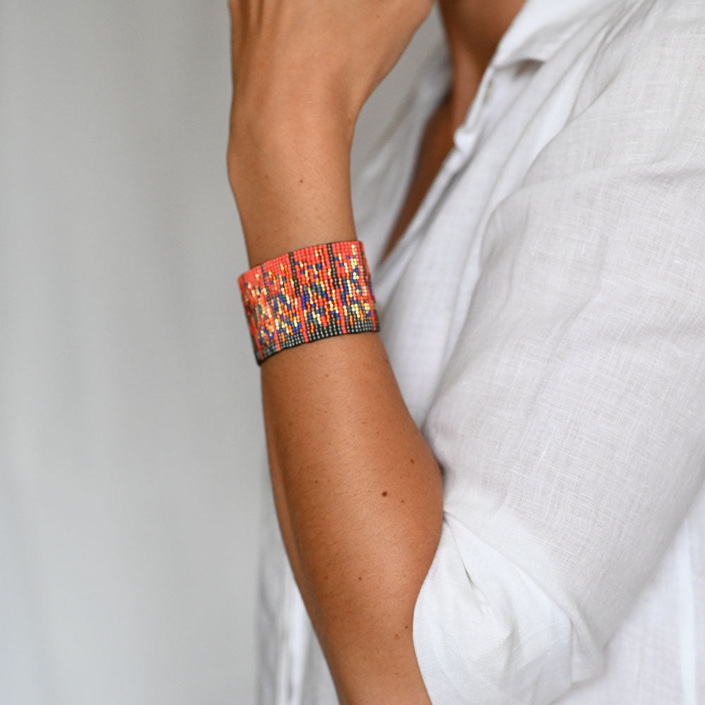 Naronna handmade woven Adele Bracelet with colourful pattern