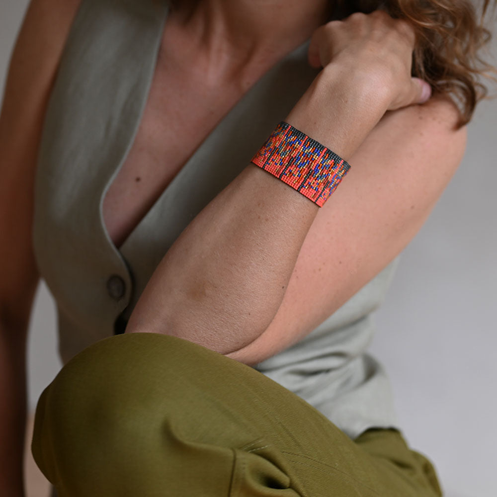 Naronna handmade woven Adele Bracelet with colourful pattern