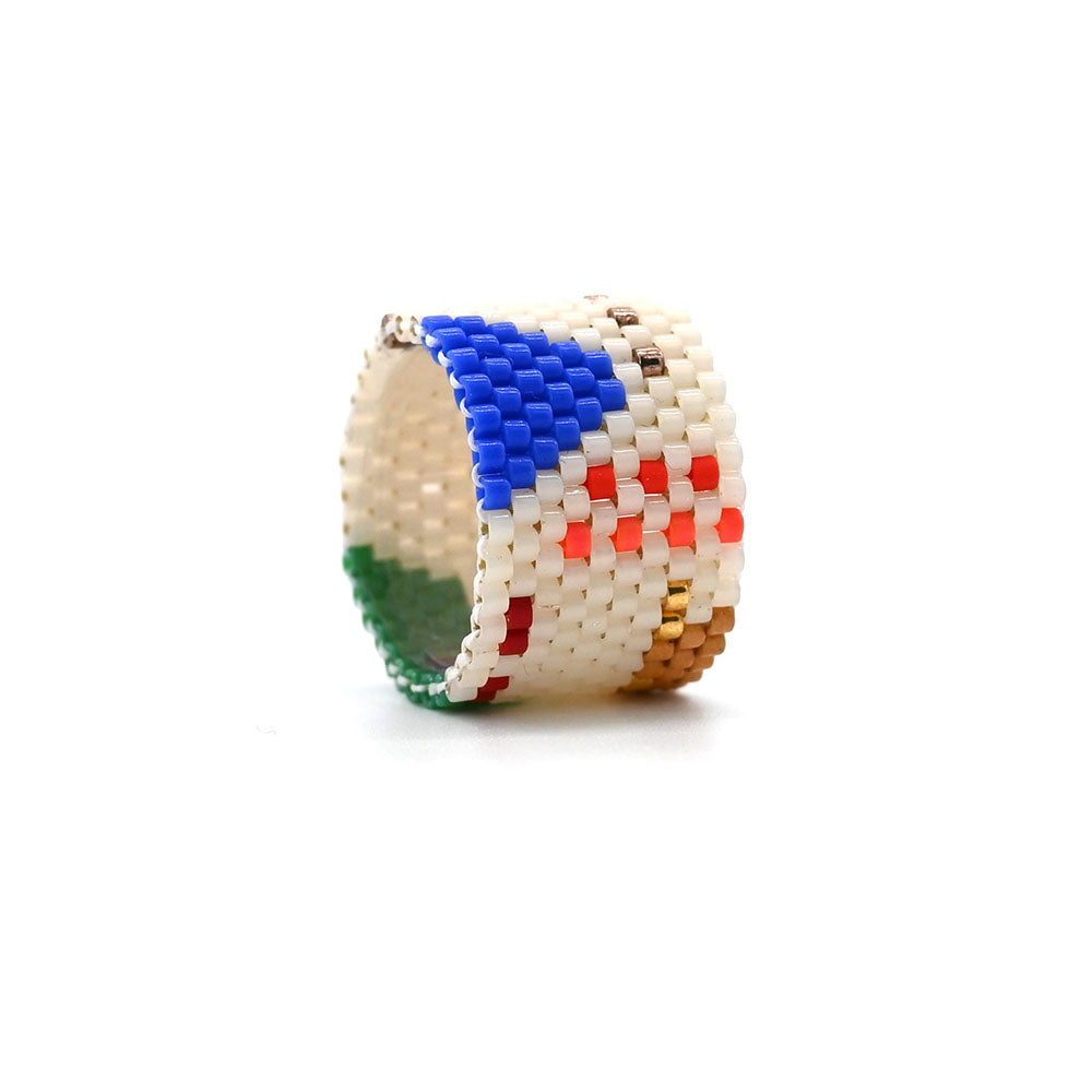 Naronna handmade woven Alice Ring with colourful pattern