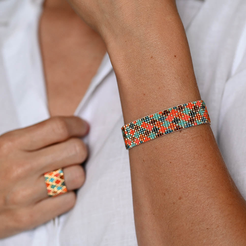 Naronna handmade woven Amara Bracelet with colourful pattern