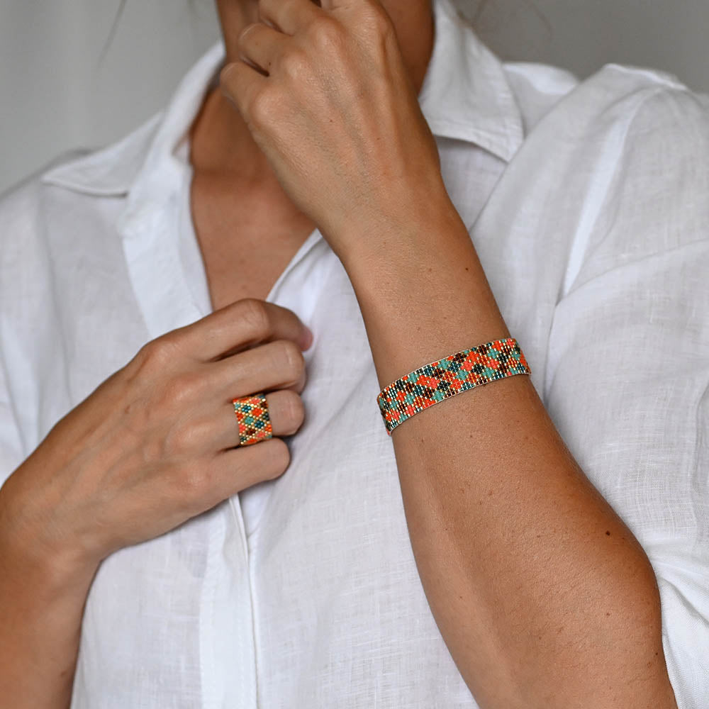 Naronna handmade woven Amara Bracelet with colourful pattern