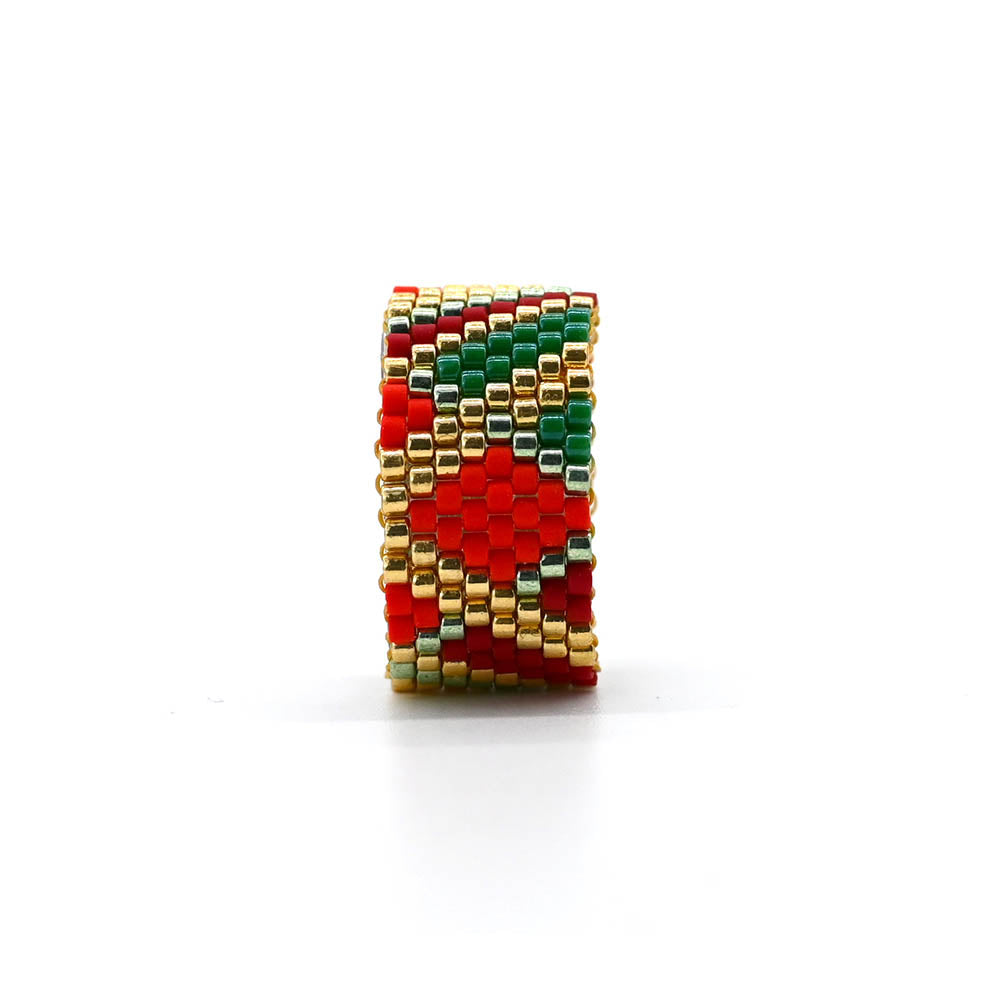 Naronna handmade woven Angie Ring with colourful pattern