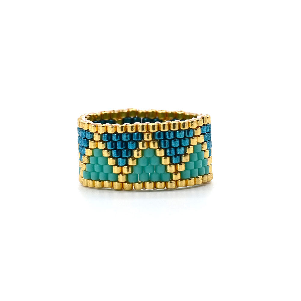 Naronna handmade woven Anya Ring with colourful pattern