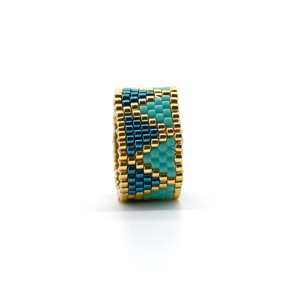 Naronna handmade woven Anya Ring with colourful pattern