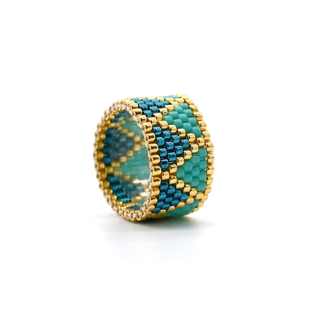 Naronna handmade woven Anya Ring with colourful pattern