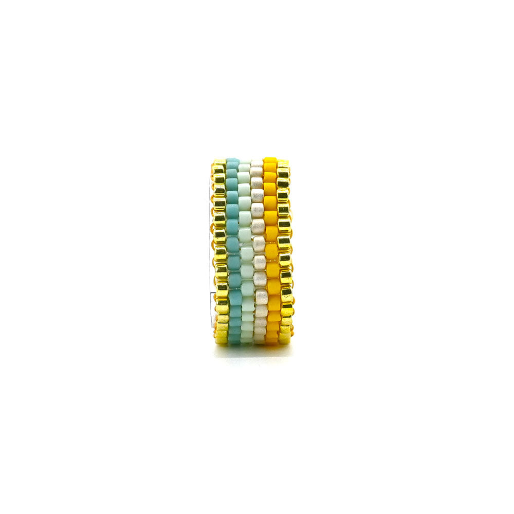 Naronna handmade woven Astrid Ring with colourful pattern