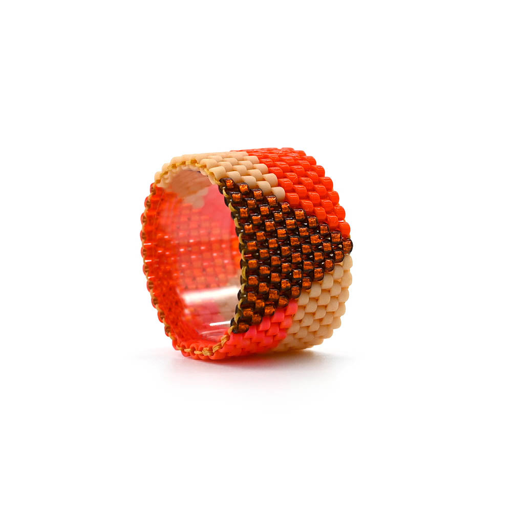 Naronna handmade woven Bony Ring with colourful pattern