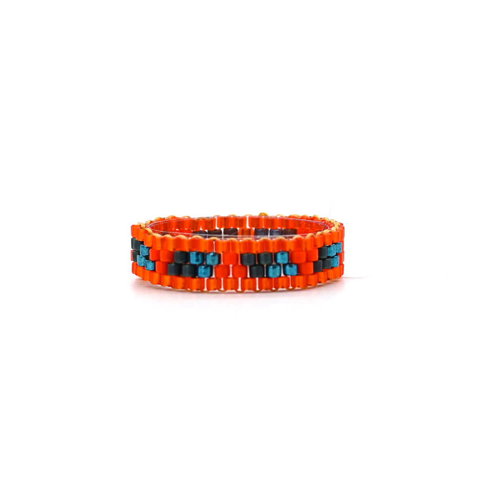 Naronna handmade woven Brigitte Ring with colourful pattern