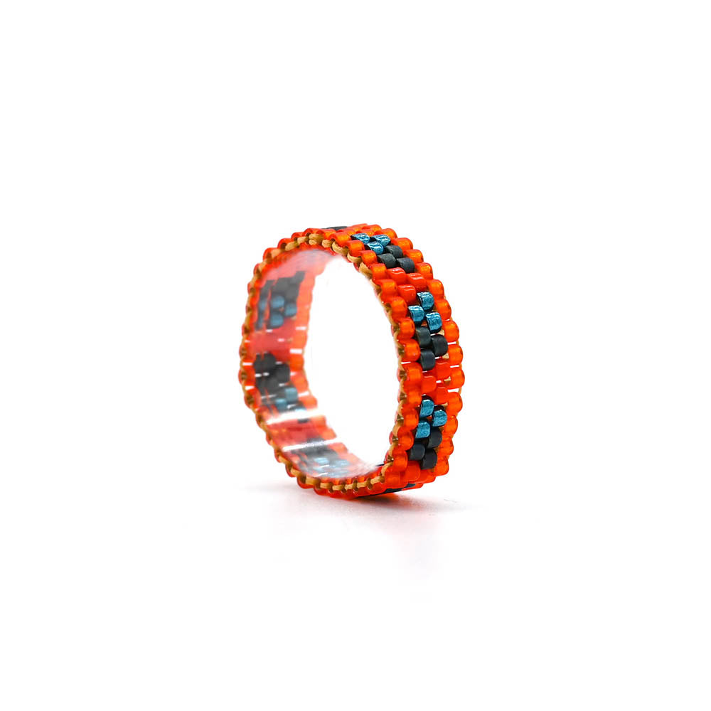 Naronna handmade woven Brigitte Ring with colourful pattern