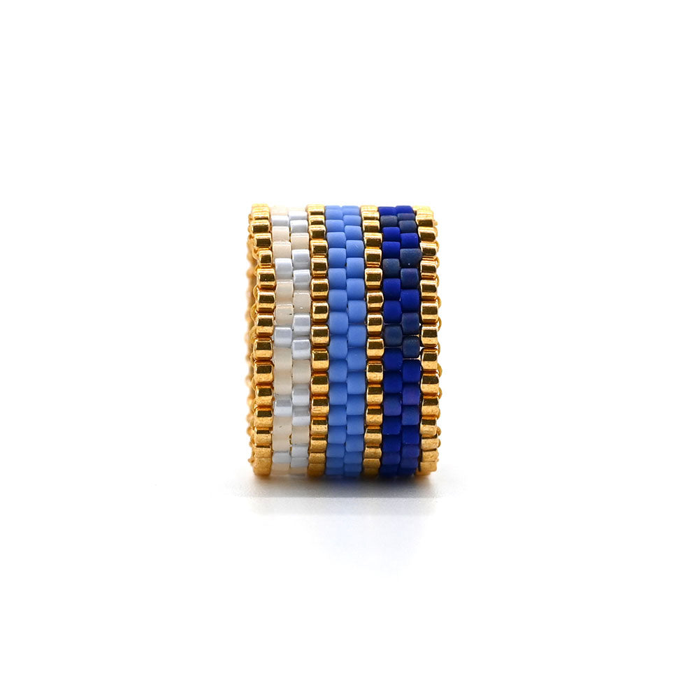 Naronna handmade woven Celia Ring with colourful pattern