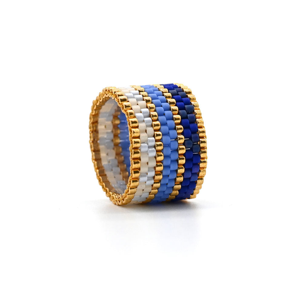 Naronna handmade woven Celia Ring with colourful pattern