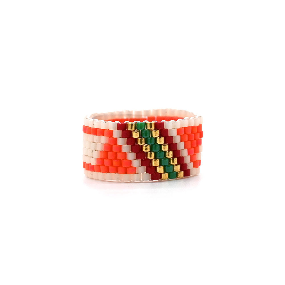 Naronna handmade woven Cielo Ring with colourful pattern