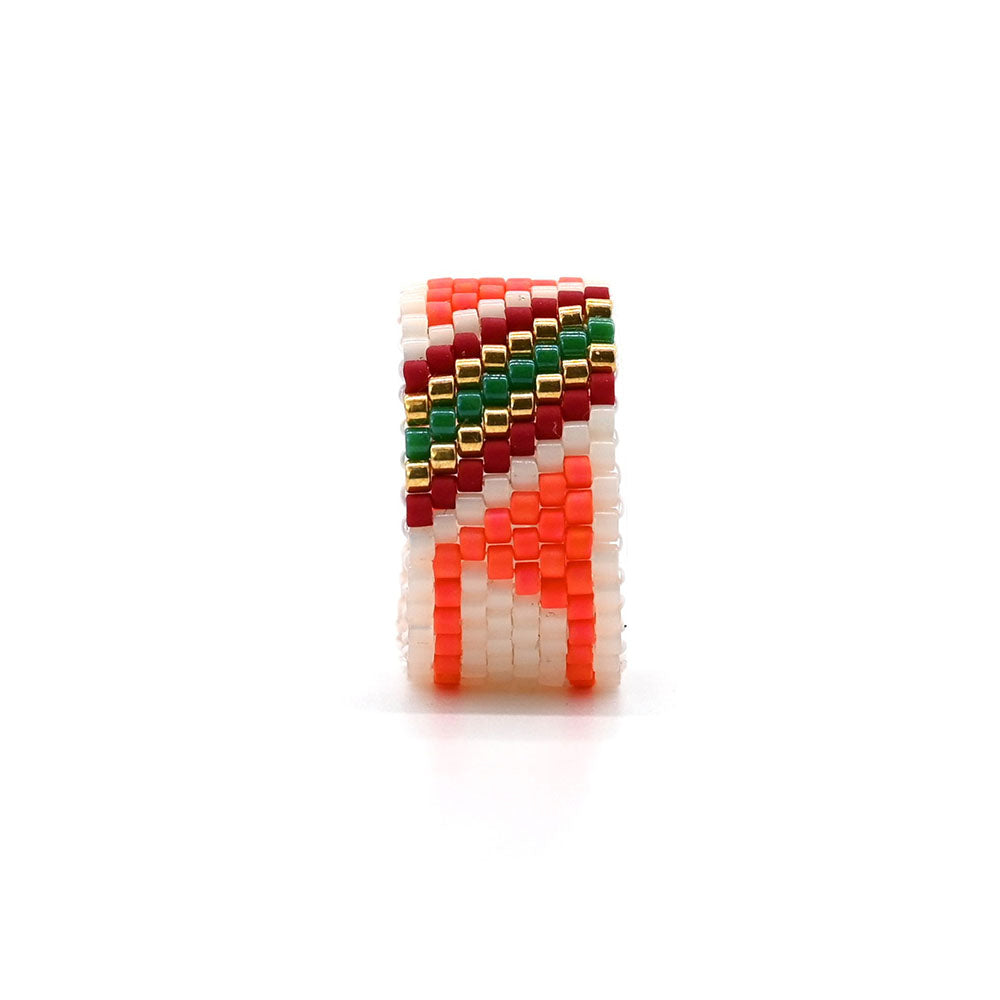 Naronna handmade woven Cielo Ring with colourful pattern