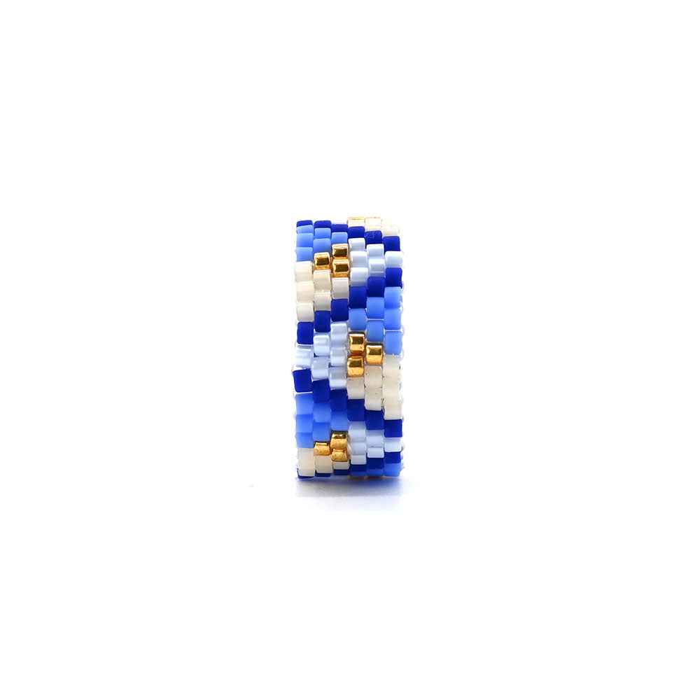 Naronna handmade woven Clementine Ring with colourful pattern