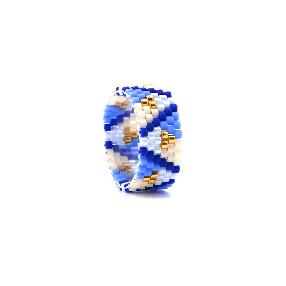 Naronna handmade woven Clementine Ring with colourful pattern