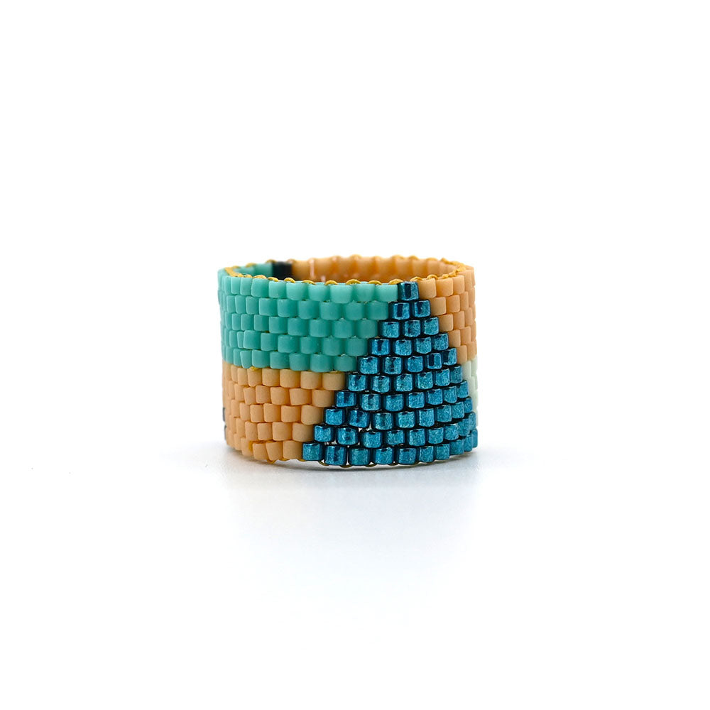 Naronna handmade woven Colette Ring with colourful pattern