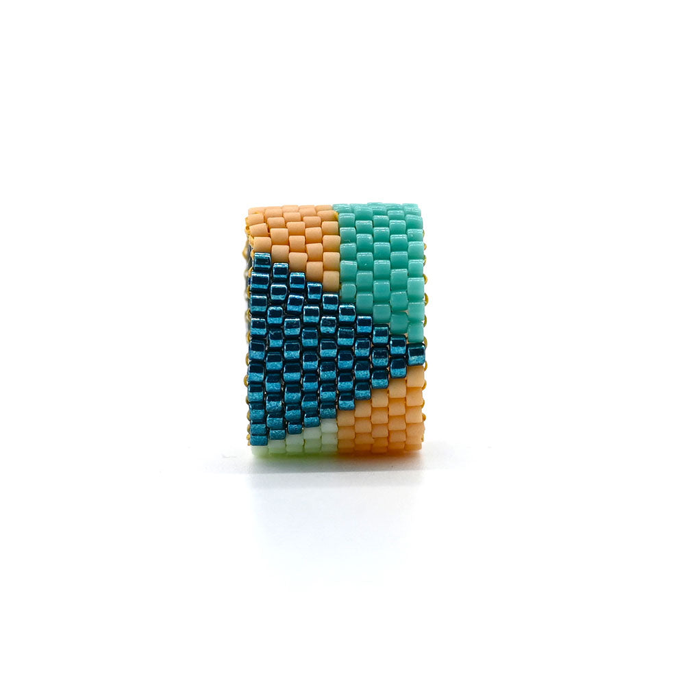 Naronna handmade woven Colette Ring with colourful pattern