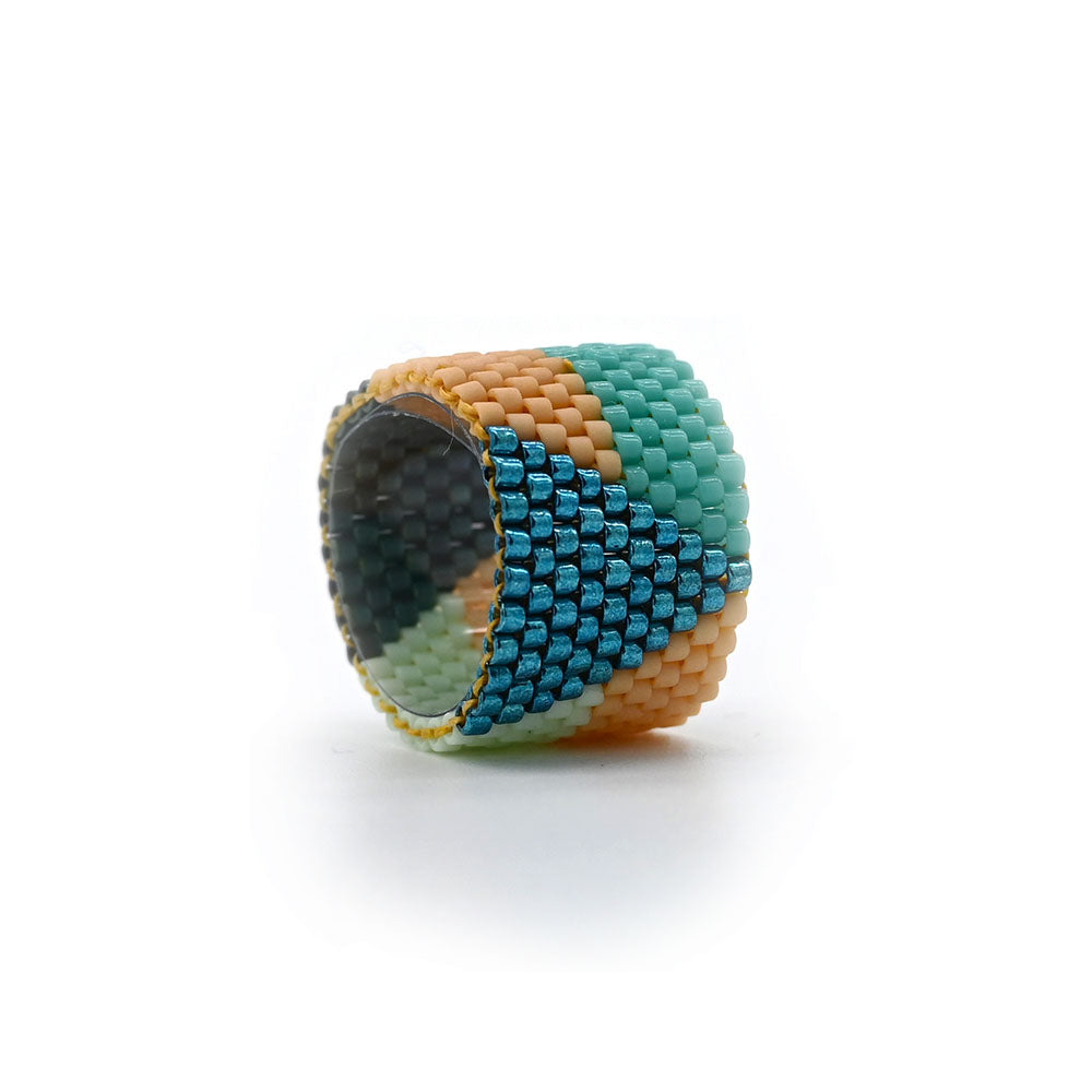 Naronna handmade woven Colette Ring with colourful pattern