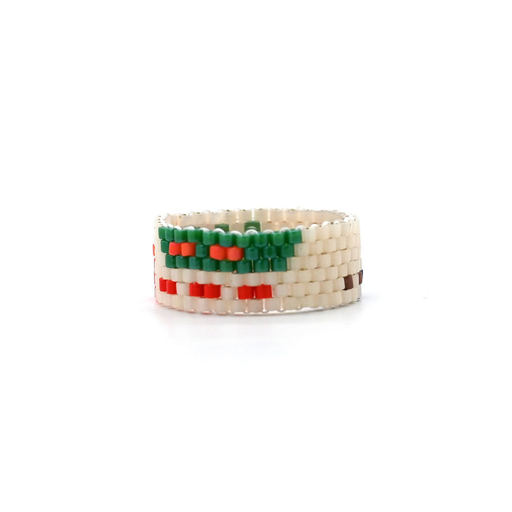 Naronna handmade woven Elliot Ring with colourful pattern