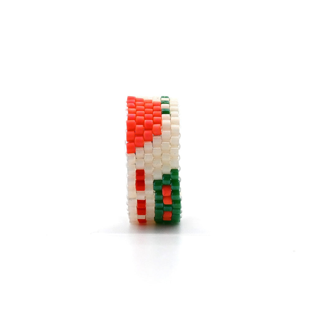 Naronna handmade woven Elliot Ring with colourful pattern